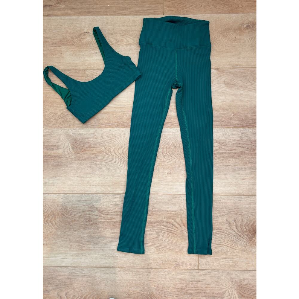 Carbon38 Ribbed Sports Bra & Leggings Set Color Malachite Size XS - Picture 5 of 13